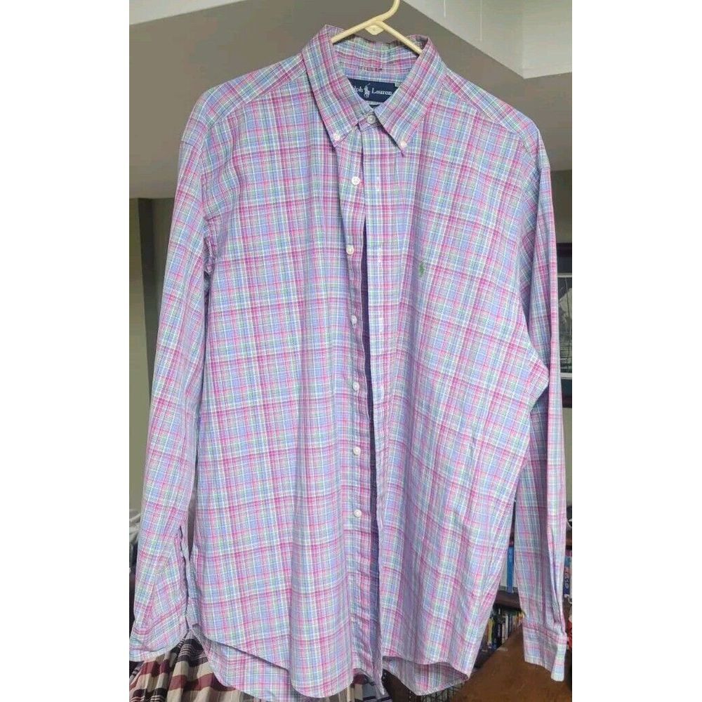 Polo Ralph Lauren Long Sleeve  Classic Fit Size‎ 16 1/2 Large Plaid Multicolor